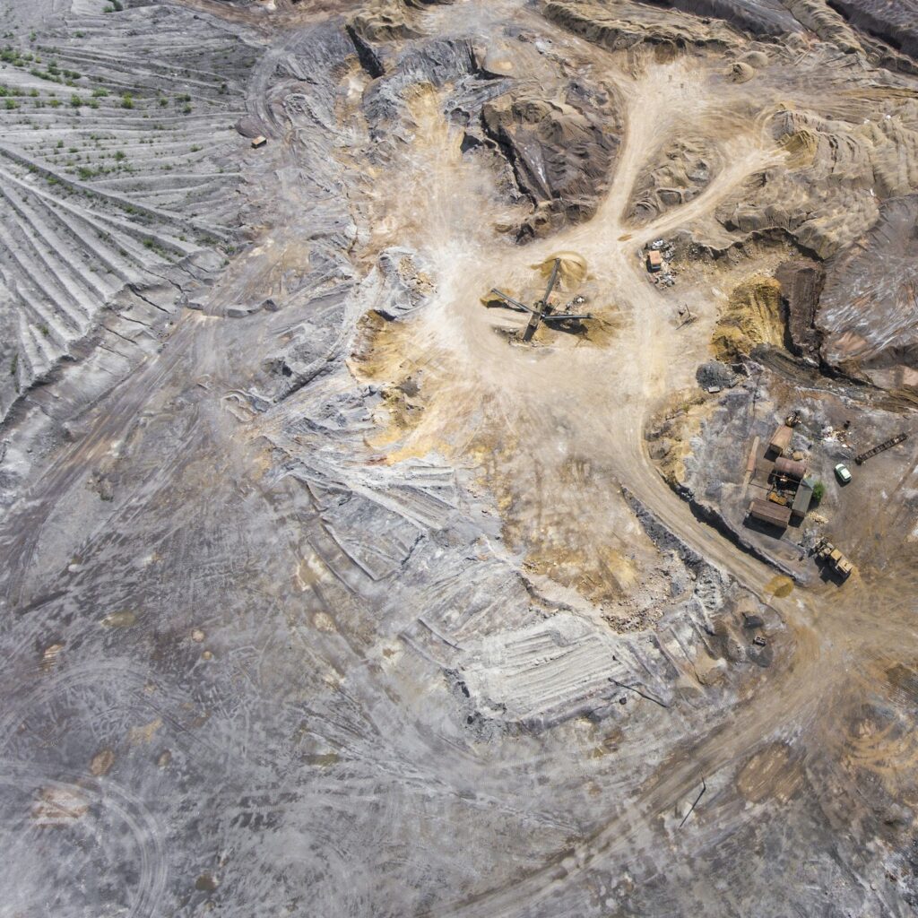 Aerial view of a mining area, representative image