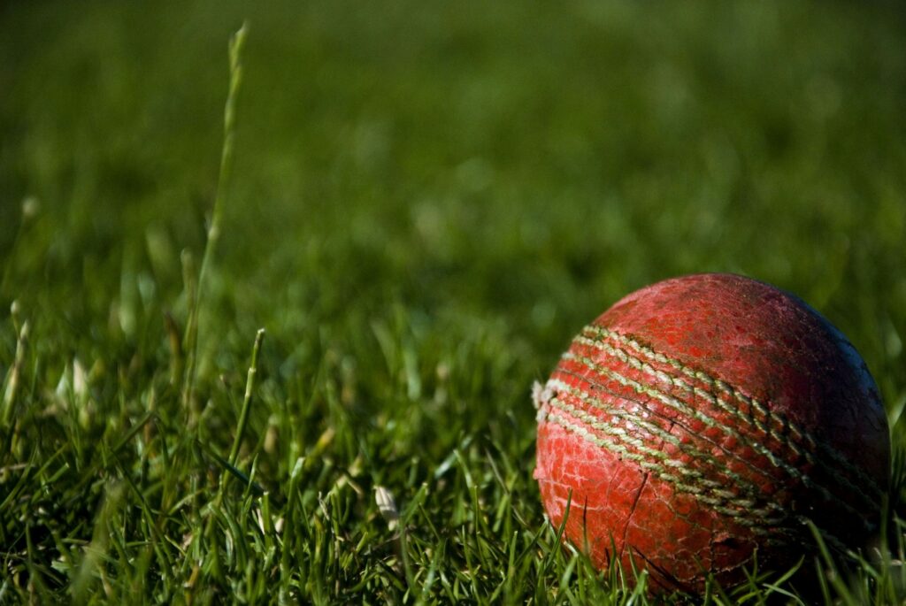Close-up of a red cricket ball, representative image