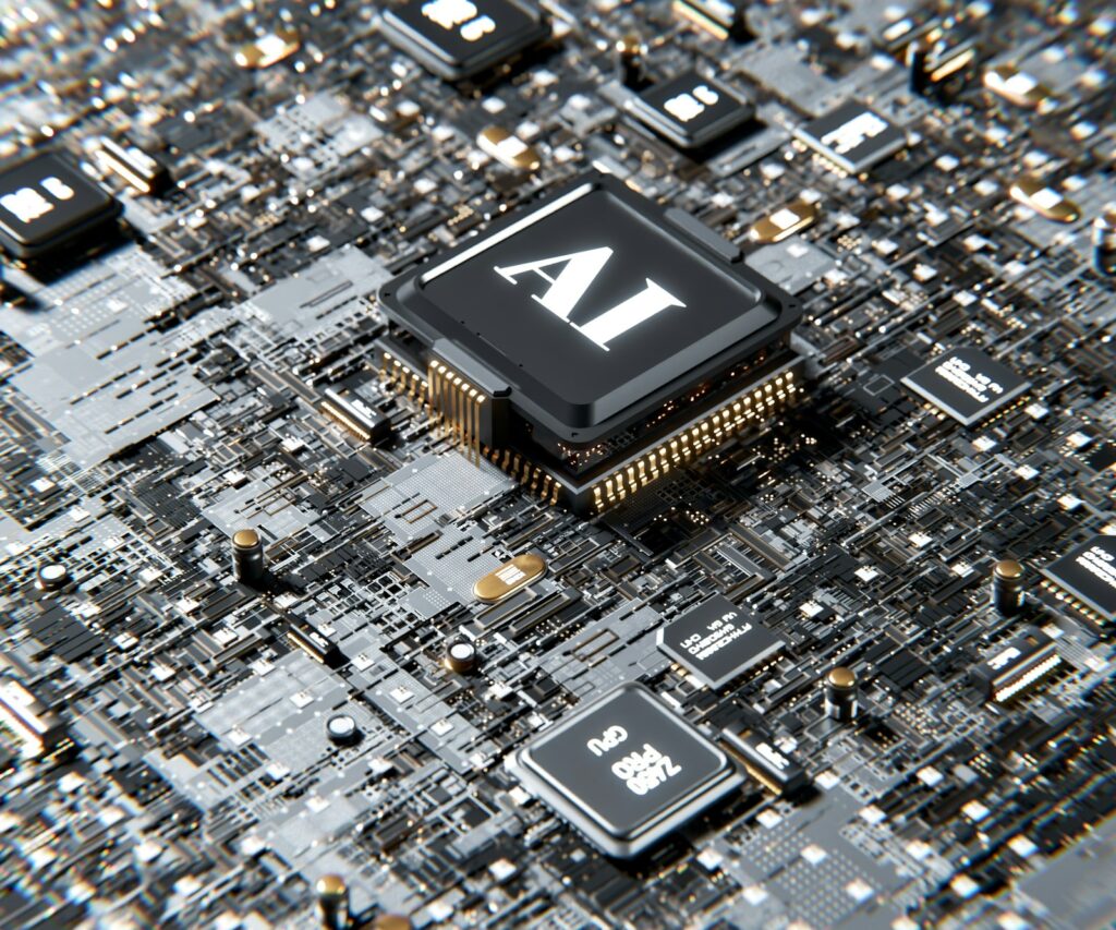 Computer chip with a letter A on it, representative image