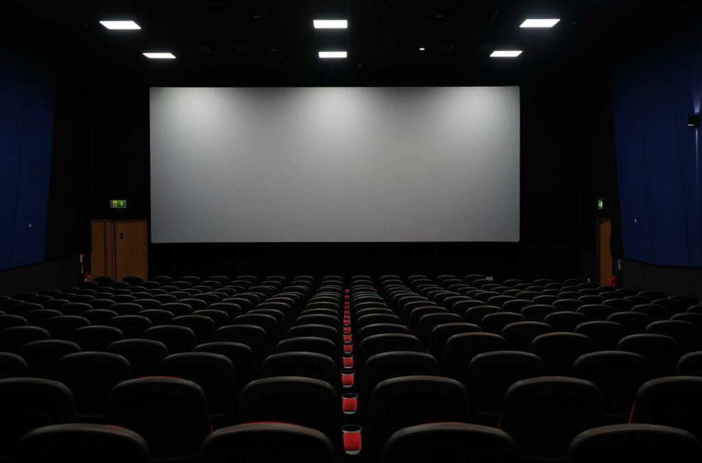 Red and black theater chairs, representative image