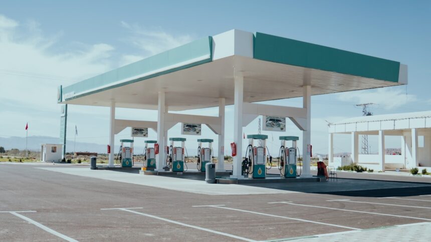 Row of fuel pumps at a station, representative image