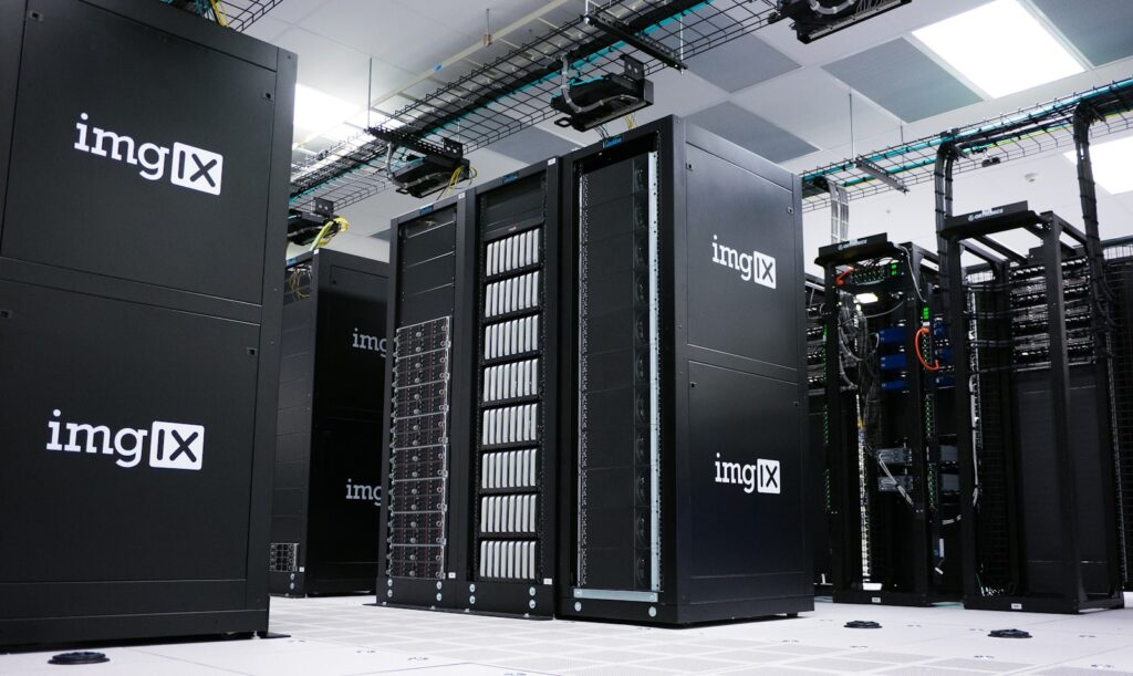 Server racks in a data center, representative image