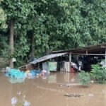Flooded street during monsoon rains in Thailand