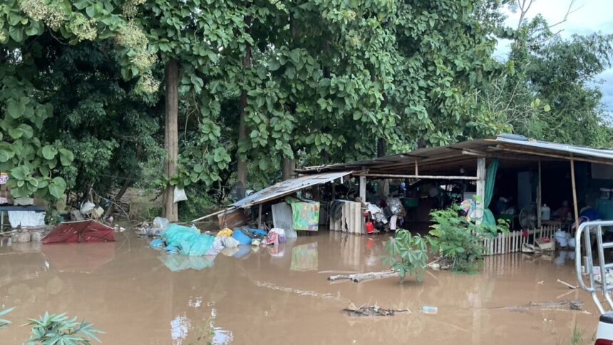 Flooded street during monsoon rains in Thailand