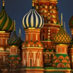 The Kremlin and Red Square in Moscow, Russia, at night