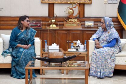 Saima Wazed meets Sheikh Hasina in Dhaka, March 2024