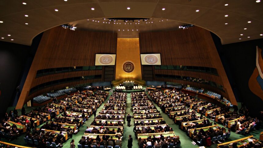 Interior of the United Nations General Assembly Hall in New York