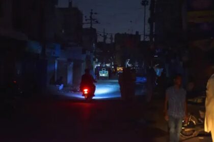 A Lahore locality in darkness during routine loadshedding