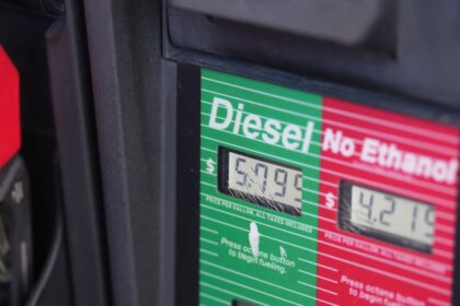 Diesel price display on a gas pump at a QuikTrip station in Greenwood Village, Colorado