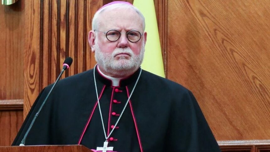 Archbishop Paul Richard Gallagher at a press conference in Amman, Jordan, in 2024