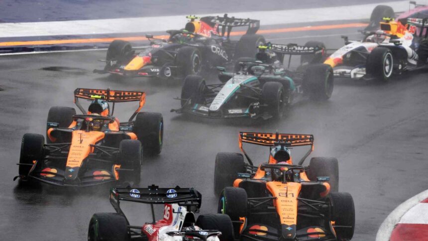 Max Verstappen wins the rain-hit Singapore sprint race
